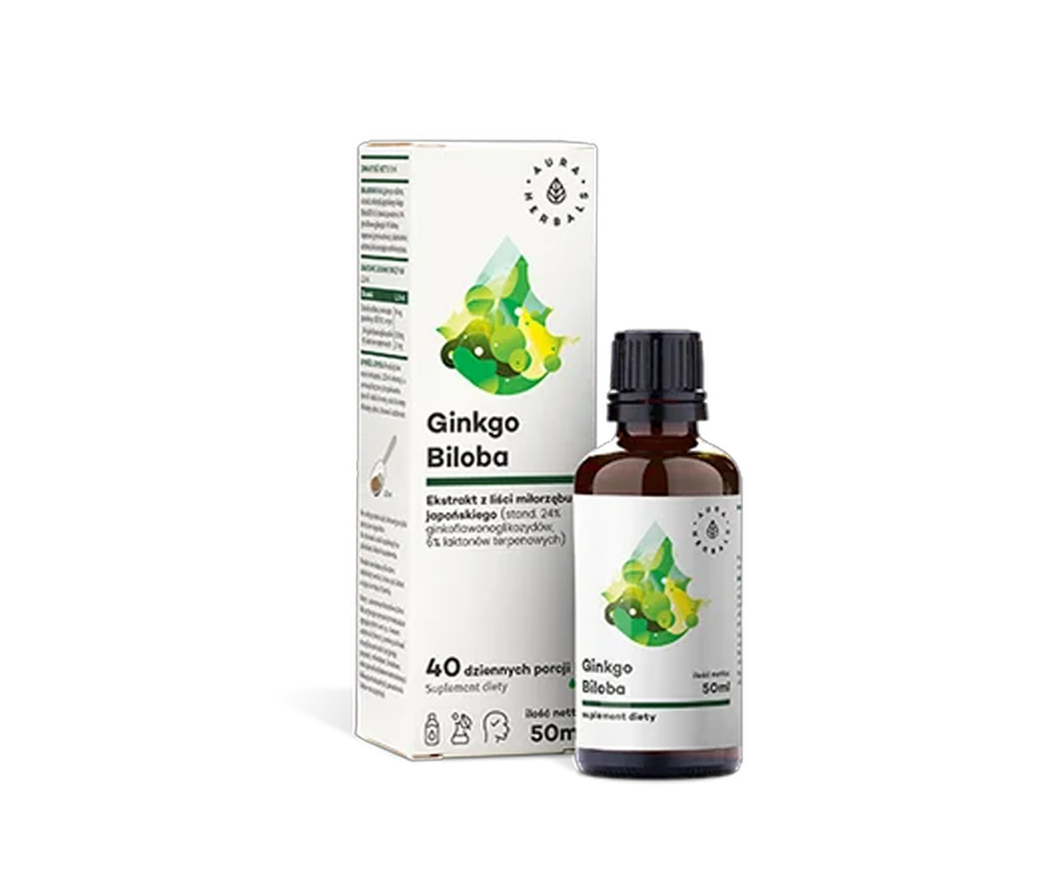 Aura Herbals, Ginkgo biloba, Ekstrakt z liści miłorzębu japońskiego w płynie