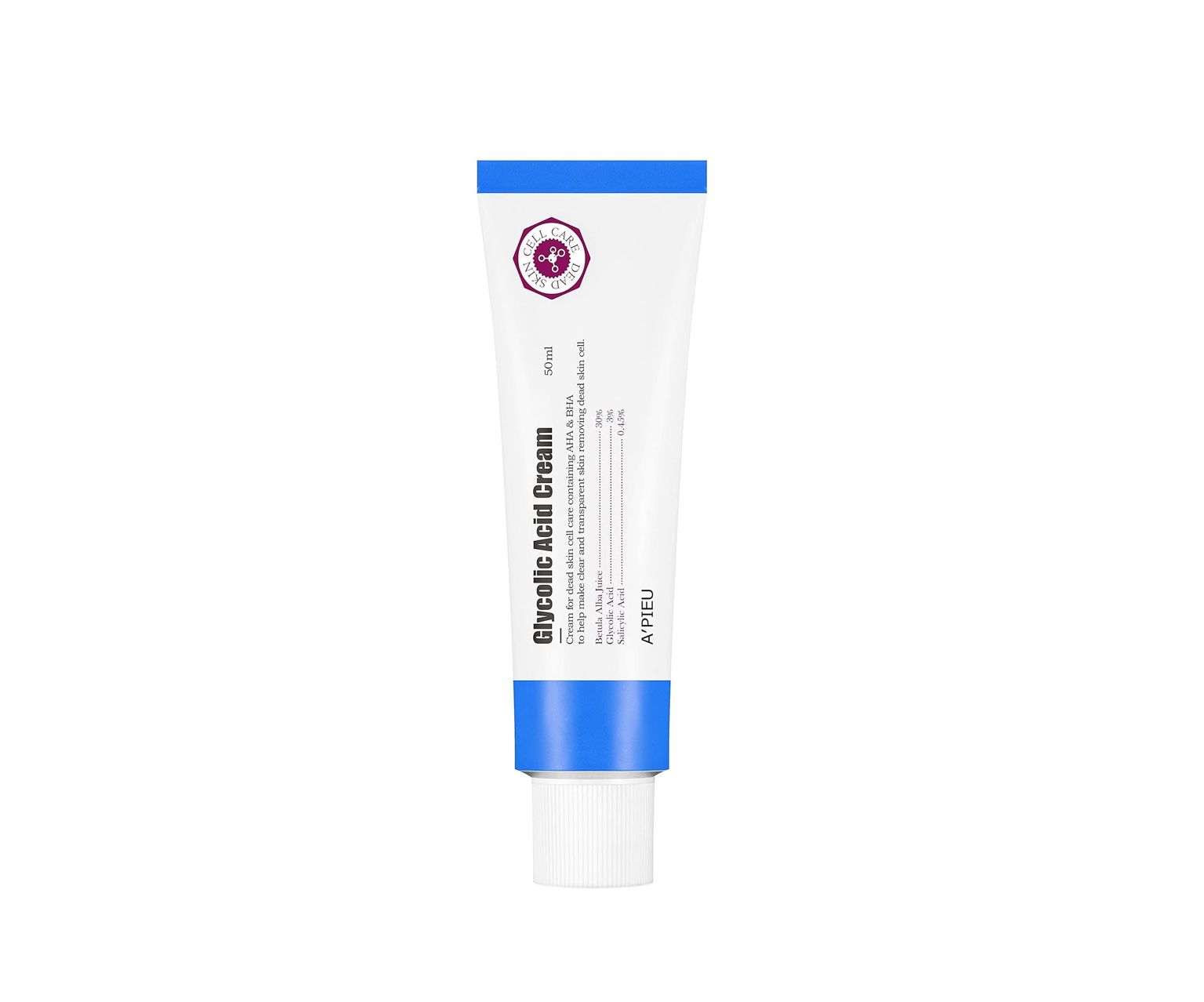 A’pieu, Glycolic Acid Cream, krem z kwasem glikolowym na trądzik hormonalny, 50 ml