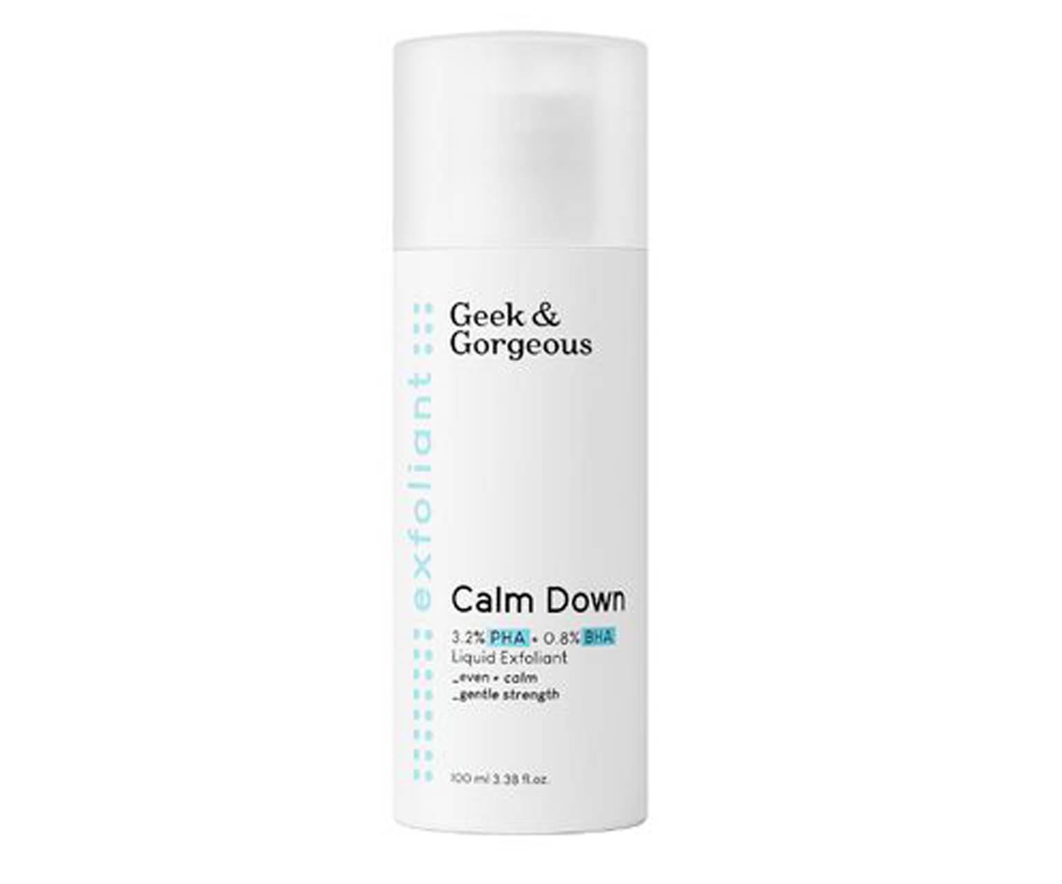 Geek & Gorgeous Calm Down, Delikatny eksfoliator do twarzy z 4% kwasami PHA + BHA
