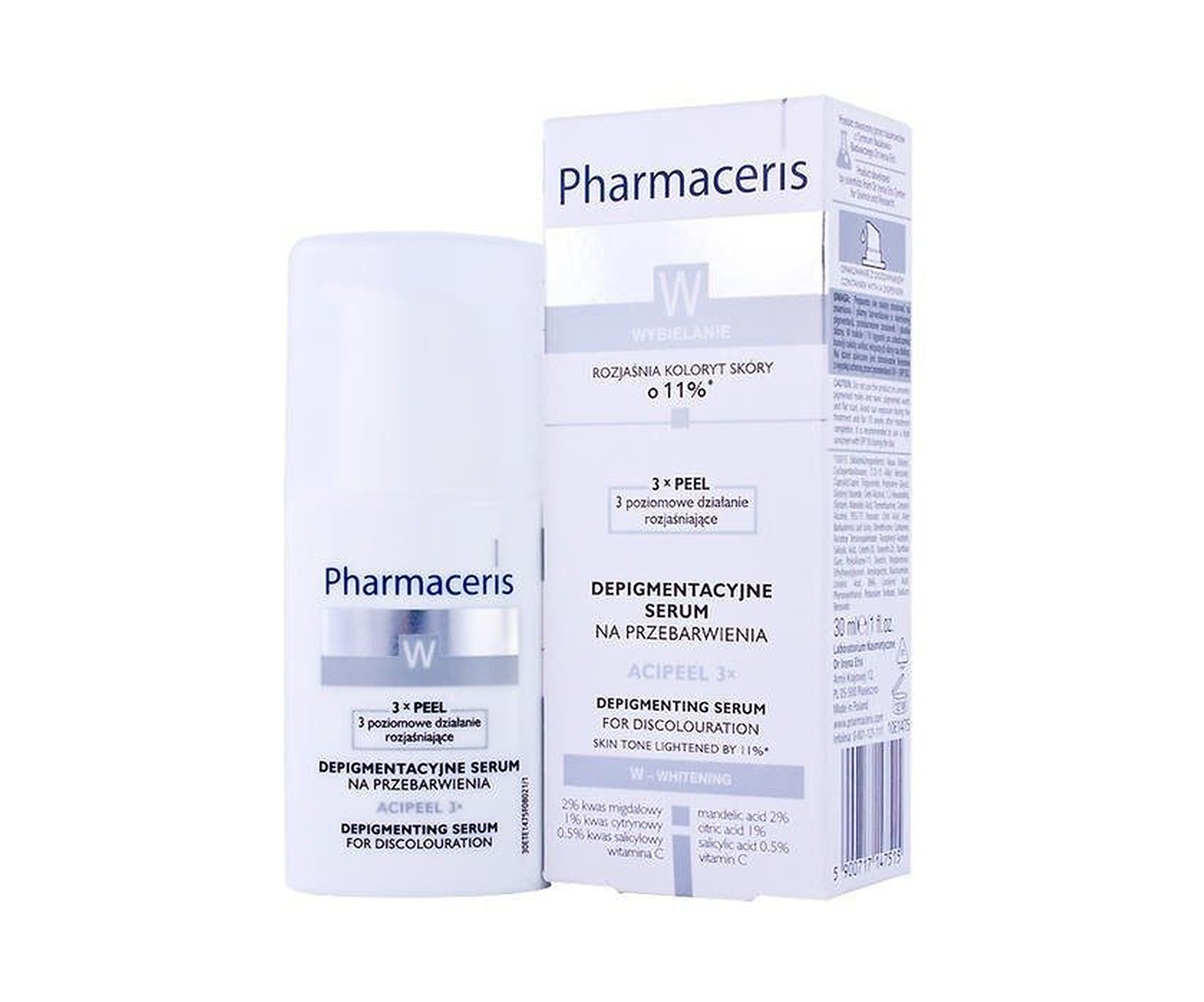 Pharmaceris, W, Whitening Acipeel 3x, serum na przebarwienia po trądziku, 30 ml