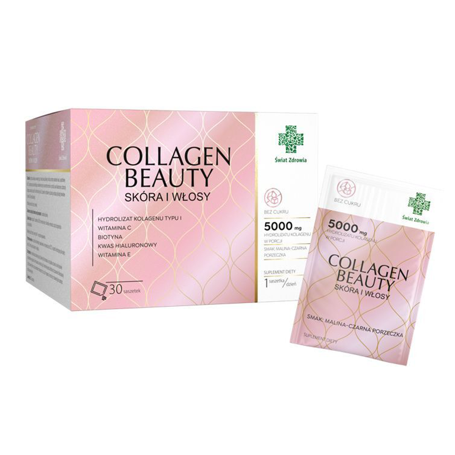 Świat Zdrowia, Collagen Beaty, Skóra i Włosy, kolagen na skórę, 30 saszetek