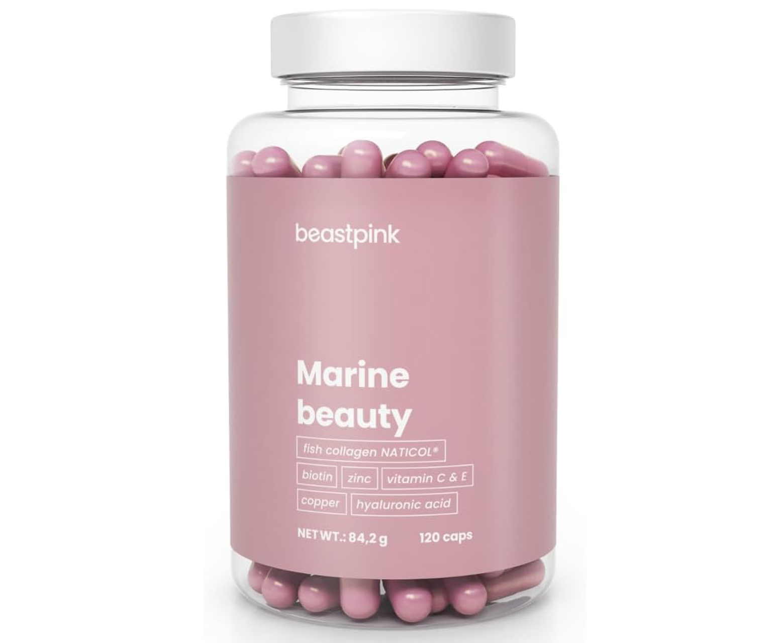 BeastPink, Marine Beauty, kolagen na skórę, 120 kapsułek