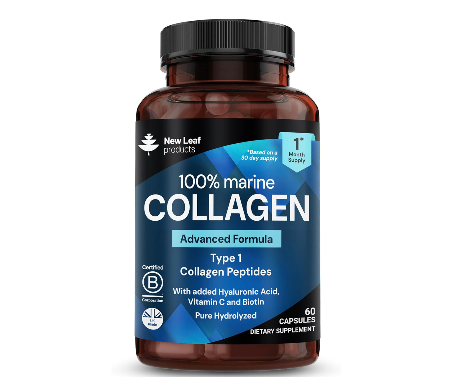 New Leaf, 100% Marine Collagen, kolagen rybi, 60 kapsułek