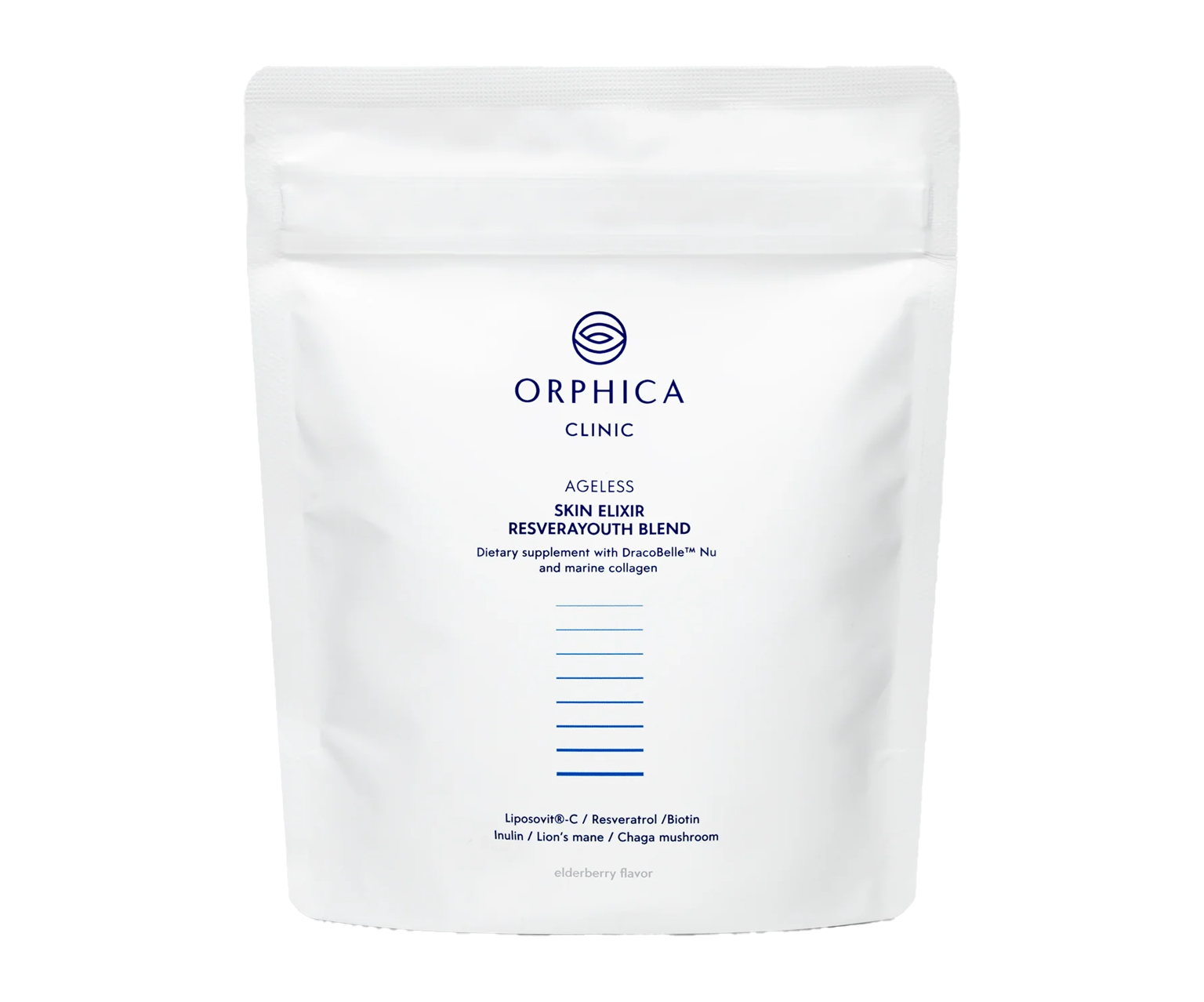 Orphica, Clinic, Ageless, Eliksir Anti-Aging z kolagenem rybim i kompleksem DracoBelle™ Nu, 240 g