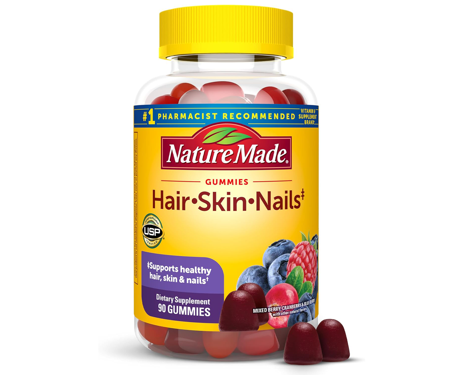 Nature Made, Hair, Skin & Nails, suplement deity z biotyną, 90 żelek