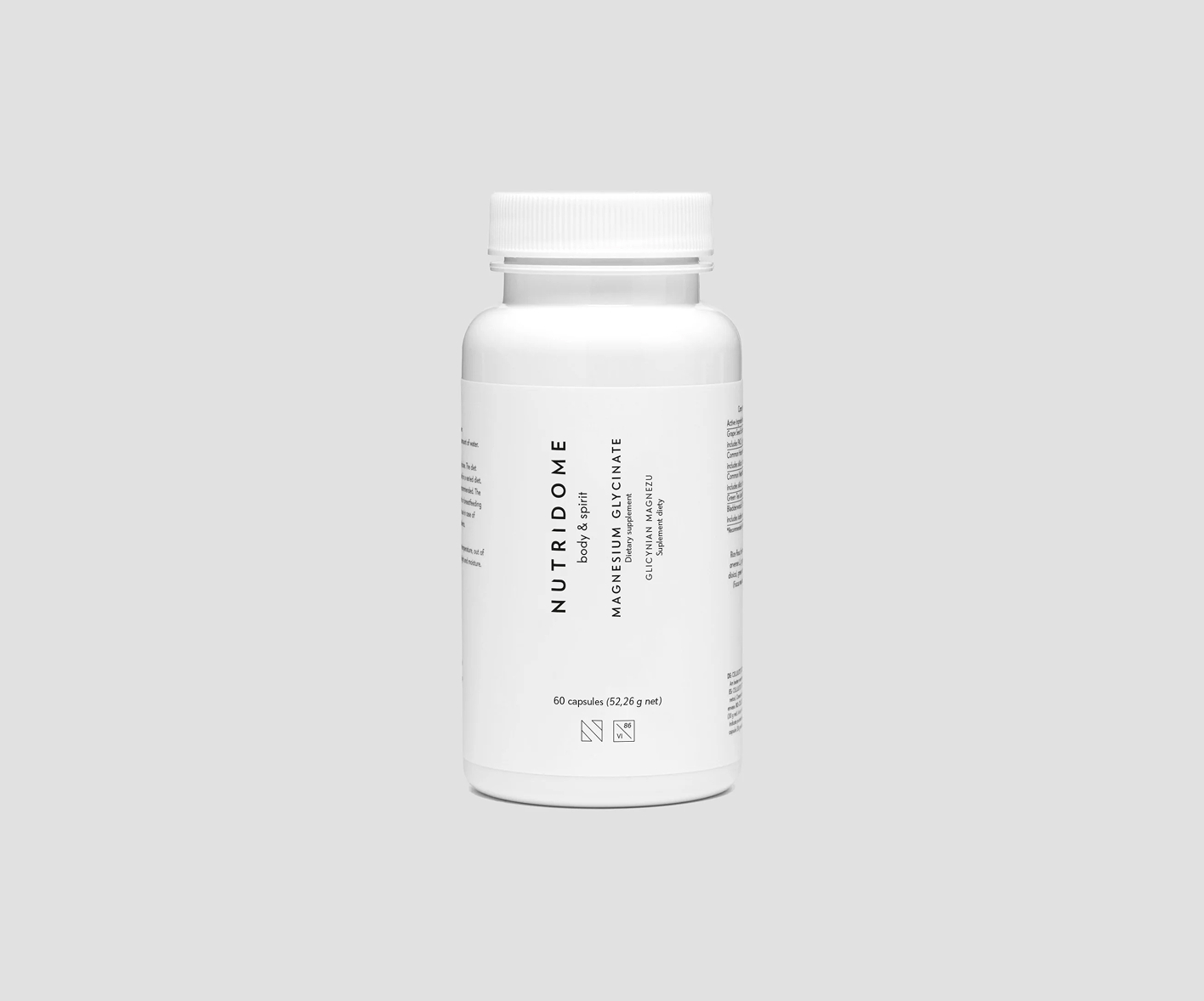 Nutridome, Glicynian magnezu na skurcze, zmęczenie i stres, 60 kapsułek