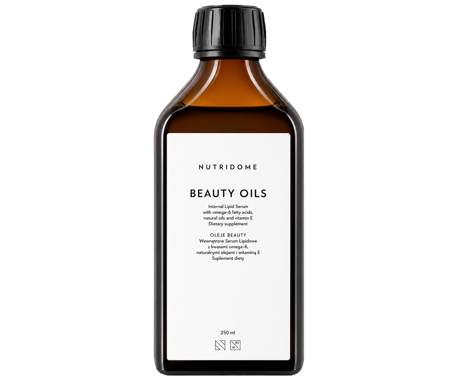 Nutridome, Beauty Oils, oleje do picia na skórę z kwasami omega-6 i witaminą E, 250 ml