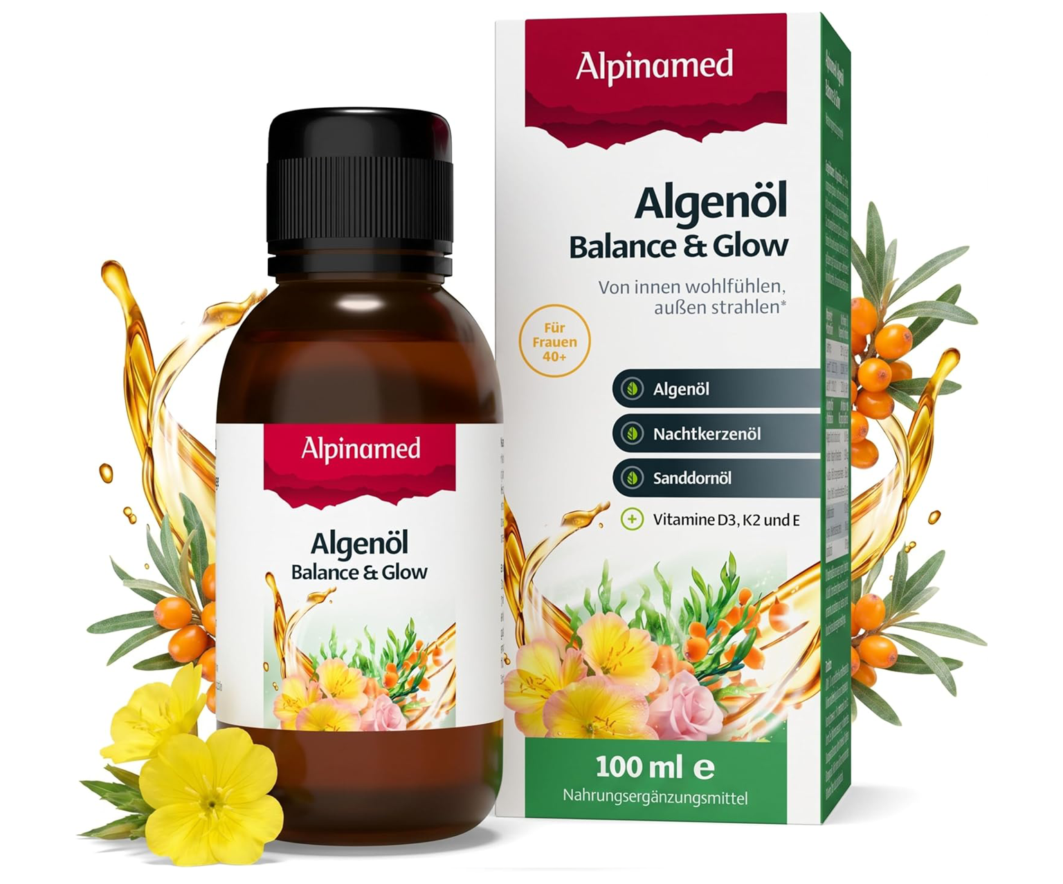 Alpinamed, Algae Oil Balance & Glow, oleje do picia na skórę, 100 ml