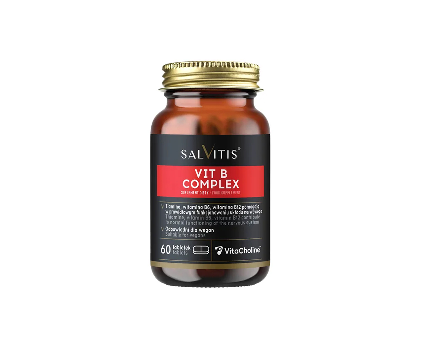 Salvitis, Vit B Complex, suplement diety z witaminą B-Complex, 60 tabletek powlekanych