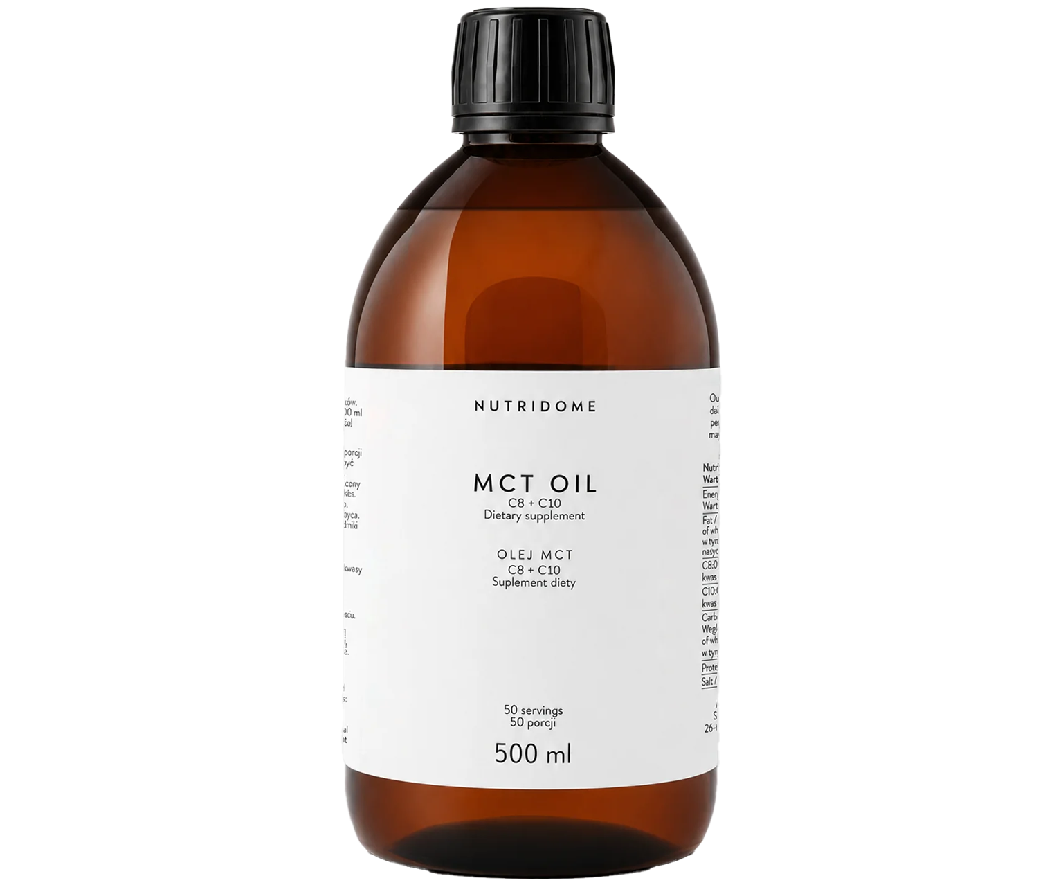 Nutridome, Olej MCT C8+C10 do picia na wsparcie energii i koncentracji, 500 ml