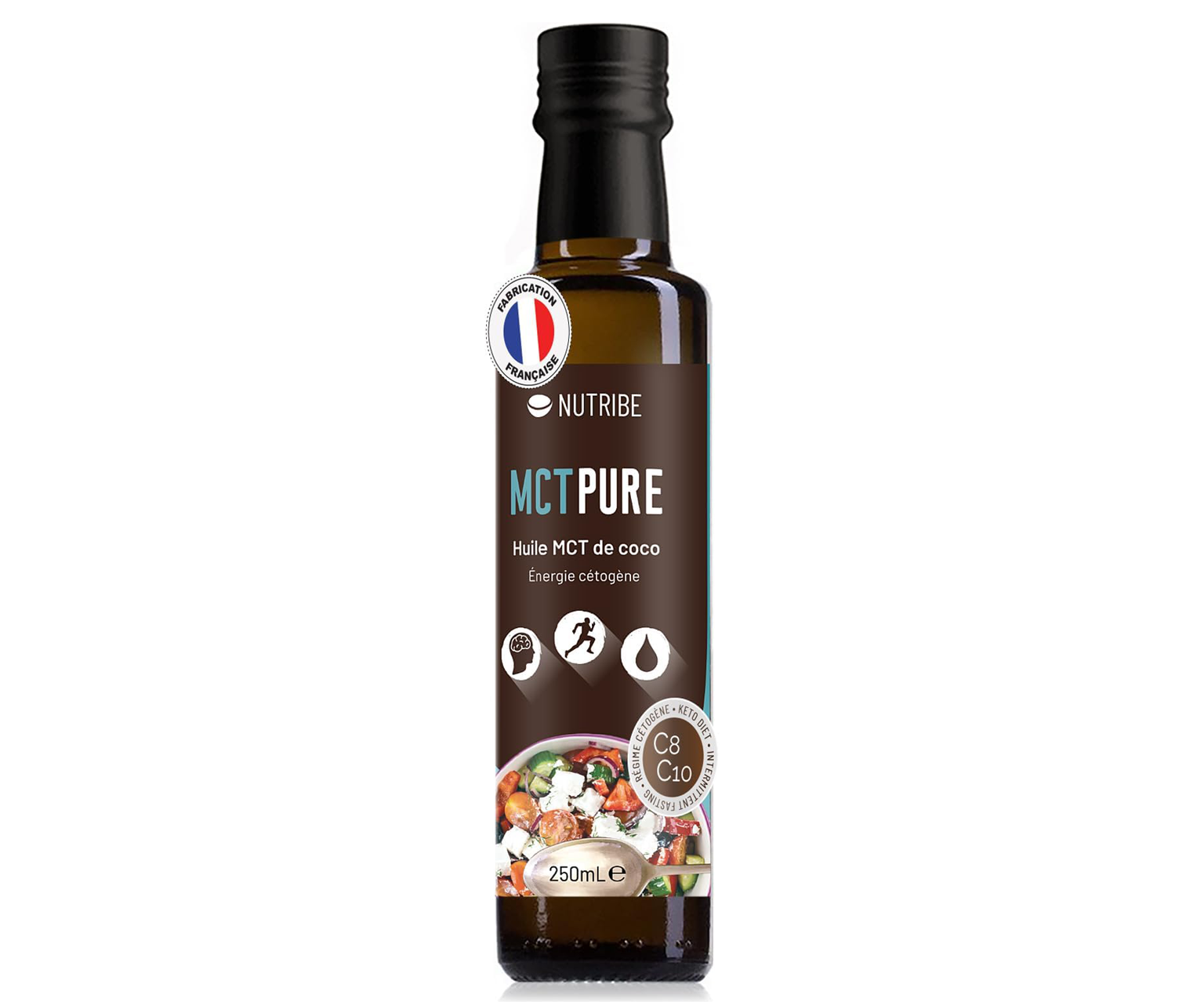 Nutribe, Olej MCT C8 + C10 do picia na wsparcie energii, 250 ml