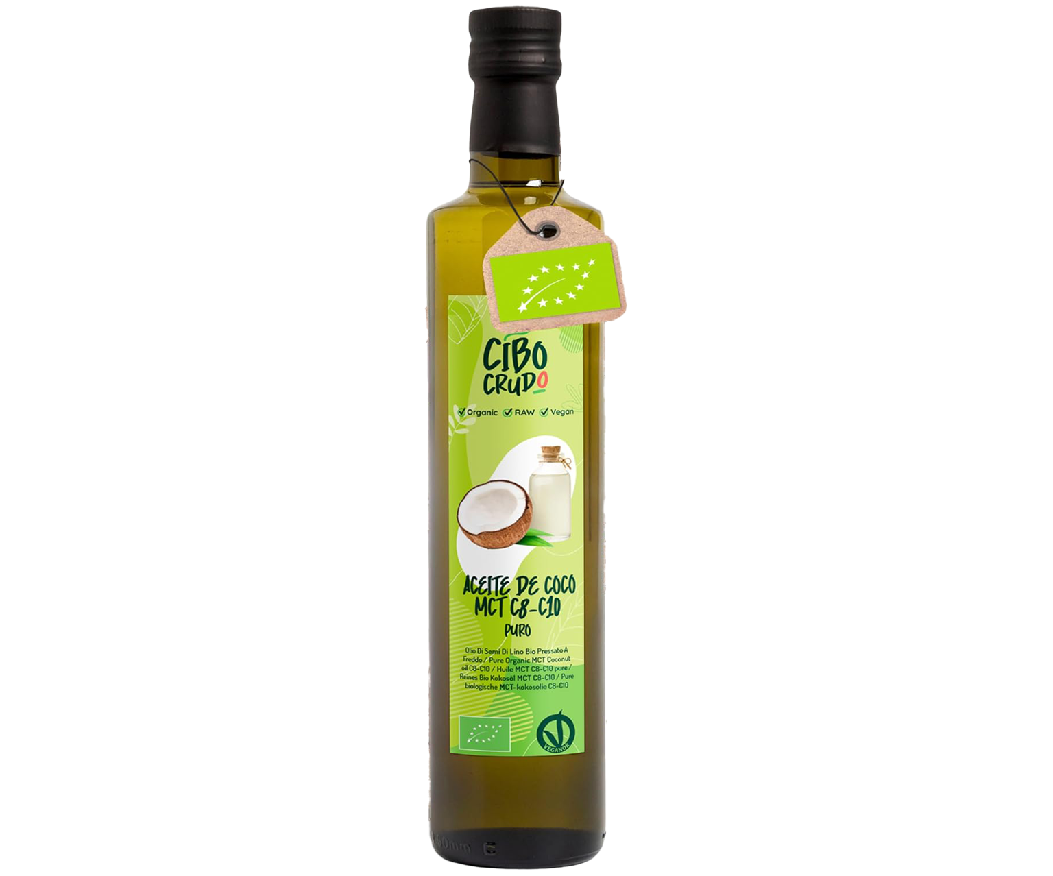 Cibo Crudo, Olej MCT C8 + C10 do picia na wsparcie energii, 500 ml