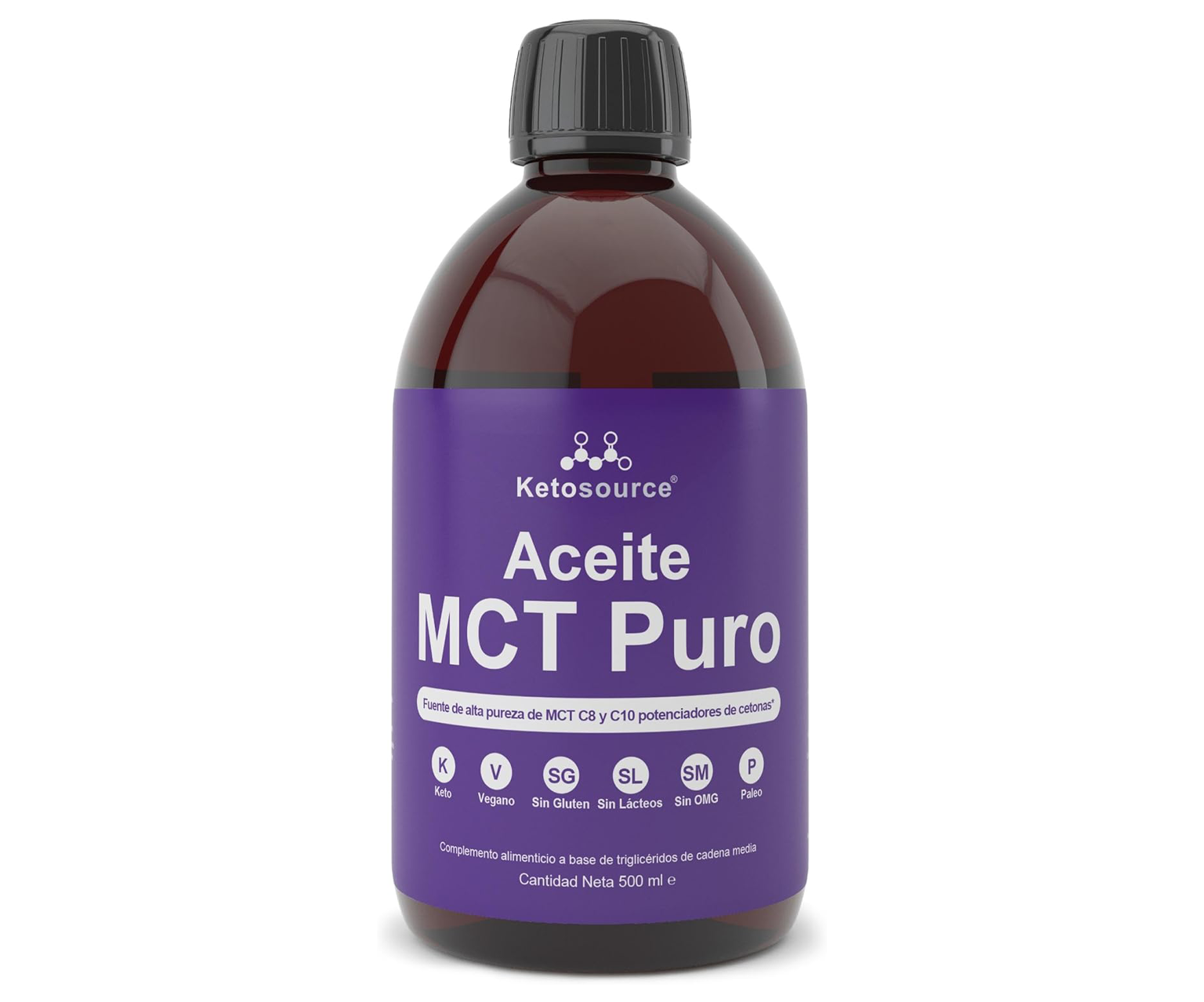 Keto Source, Olej MCT C8 + C10 do picia na wsparcie energii, 500 ml
