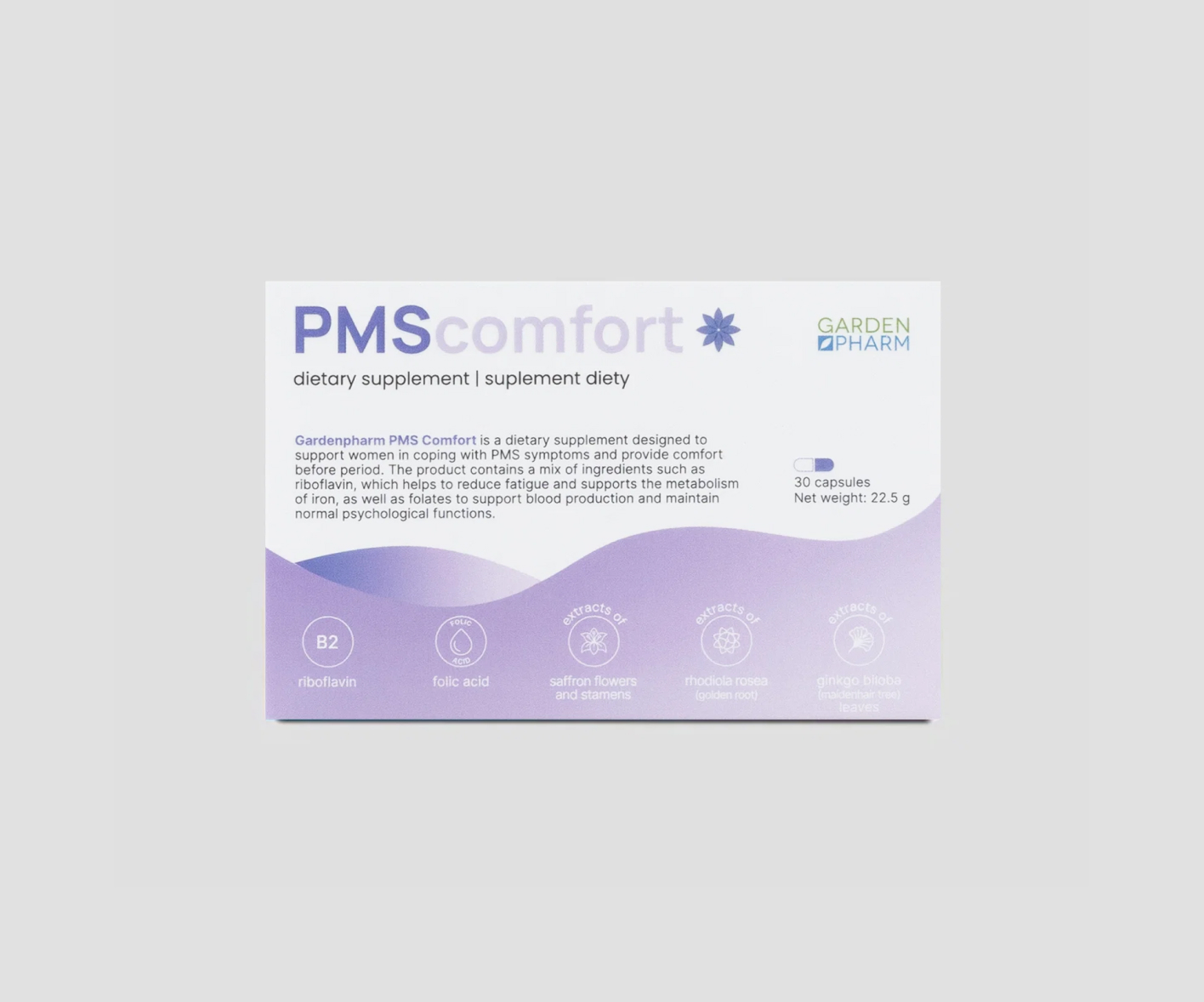 Gardenpharm, PMS Comfort, suplement diety dla kobiet na zespół napięcia przedmiesiączkowego, 30 kapsułek