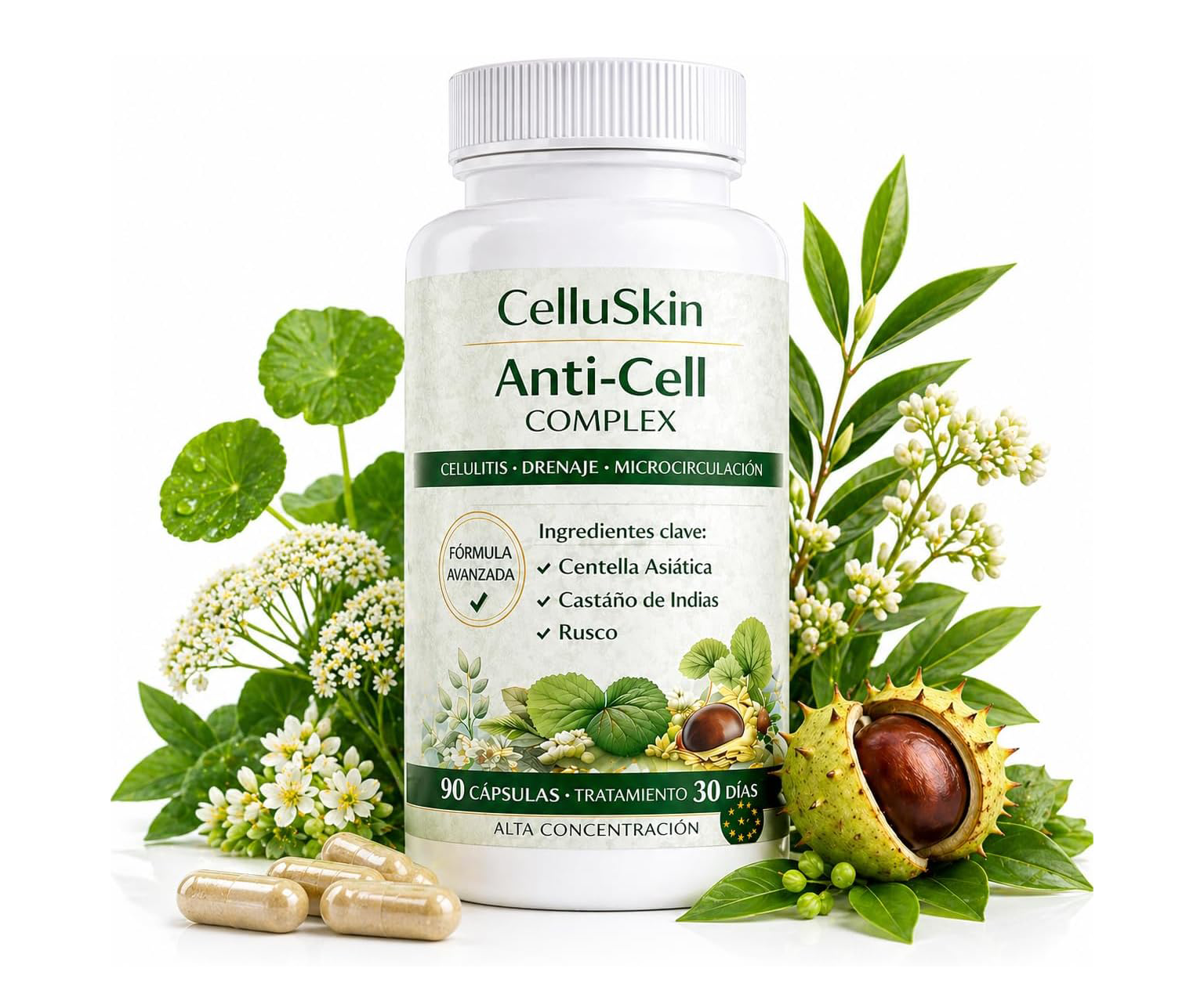 CelluSkin, Anti-Cell Complex, suplement na cellulit, 90 kapsułek