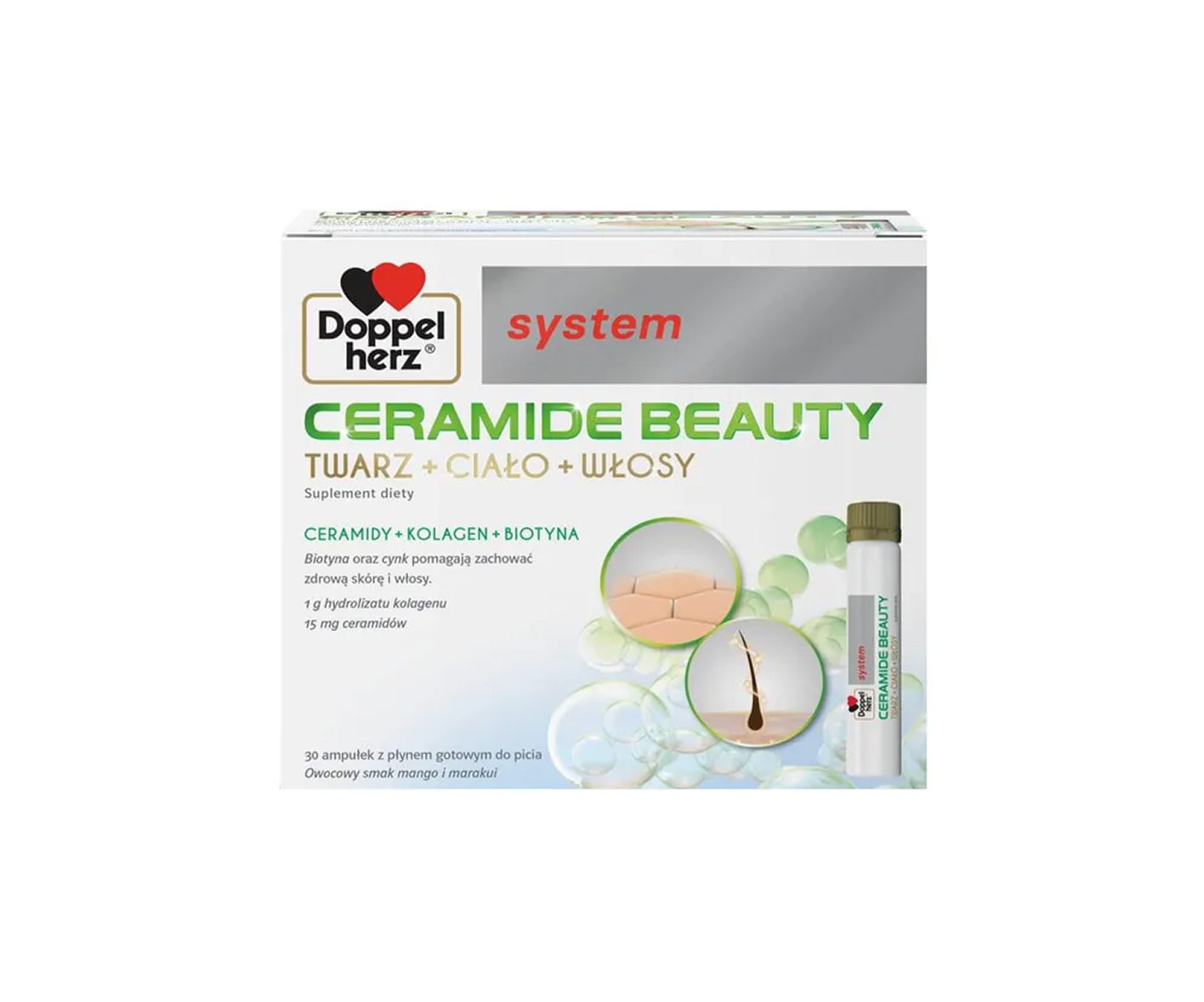Doppelherz, System, Ceramide Beauty, suplement anti-aging, 30 ampułek