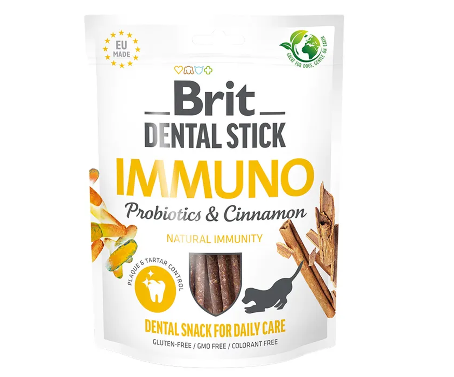 Brit Dental Stick Immuno, Smaczki na jelita dla psów z probiotykami i cynamonem