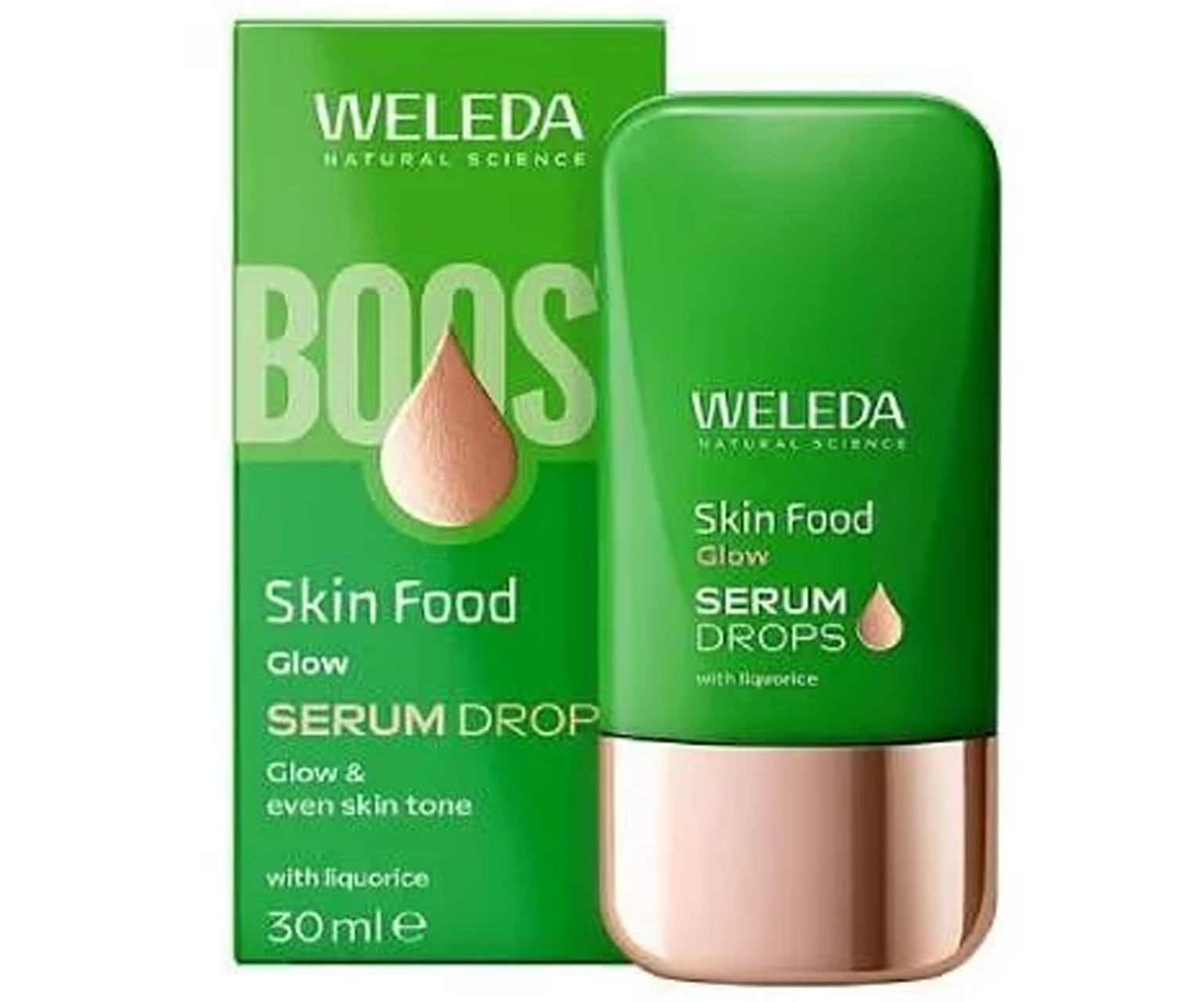 Weleda, Serum Drops, Skin Food Glow, serum serum rozświetlające do ujednolicenia kolorytu skóry, 30 ml