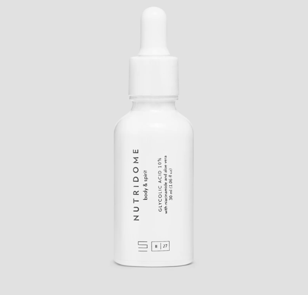 Nutridome, Kwas glikolowy 10% z niacynamidem i aloesem, regenerujące serum wyrównujące koloryt, 30 ml
