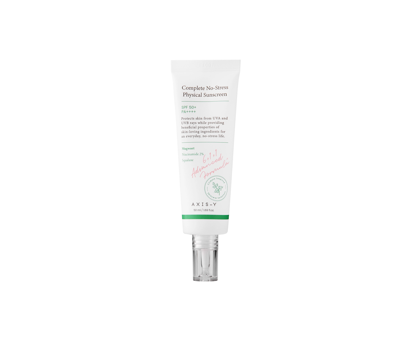 Axis-Y, Complete No-Stress Physical Sunscreen, SPF50+/PA++++, krem ochronny na trądzik pospolity, 50 ml