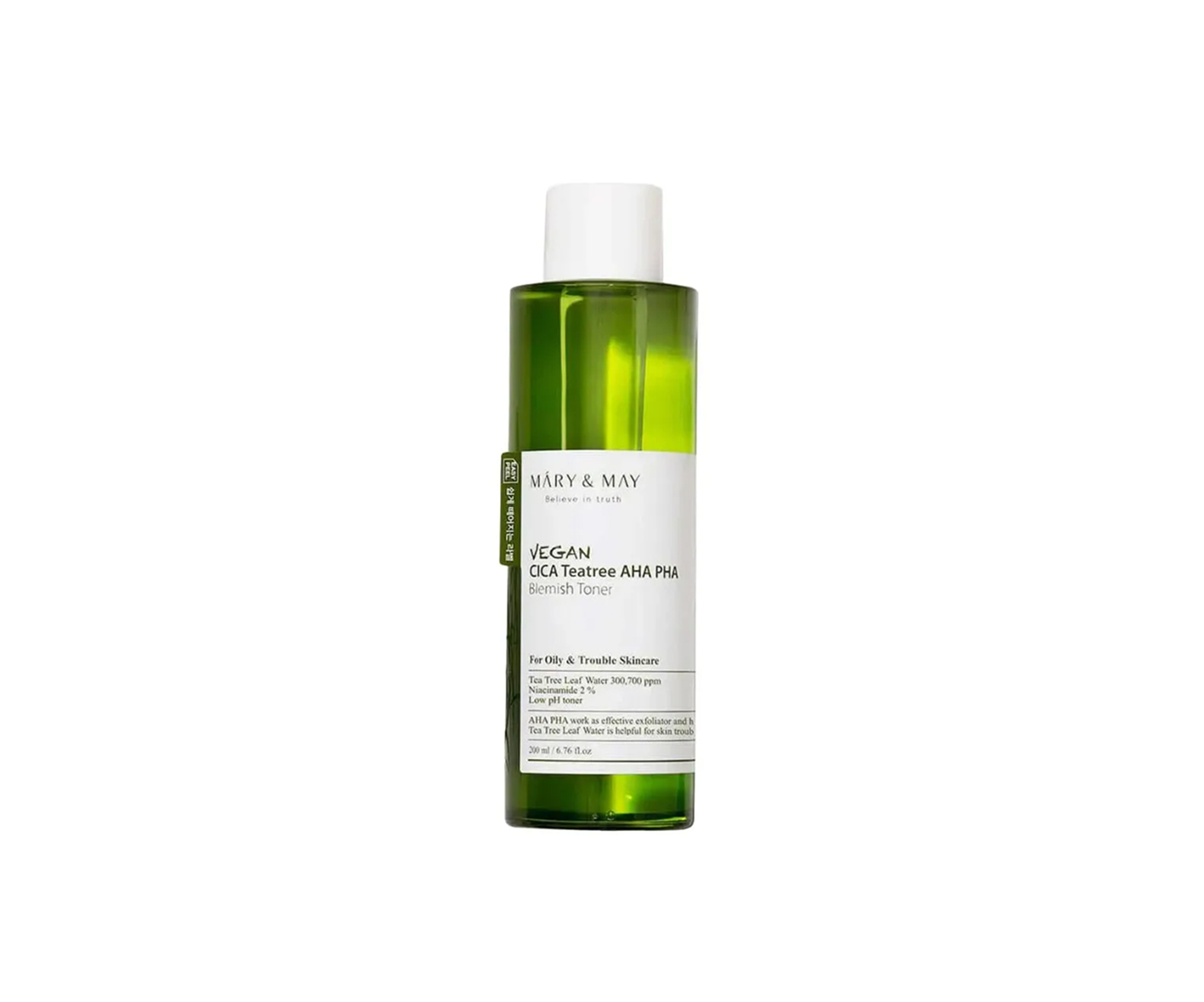 Mary&May, Vegan CICA Tea Tree AHA PHA Toner, tonik na trądzik, 200 ml