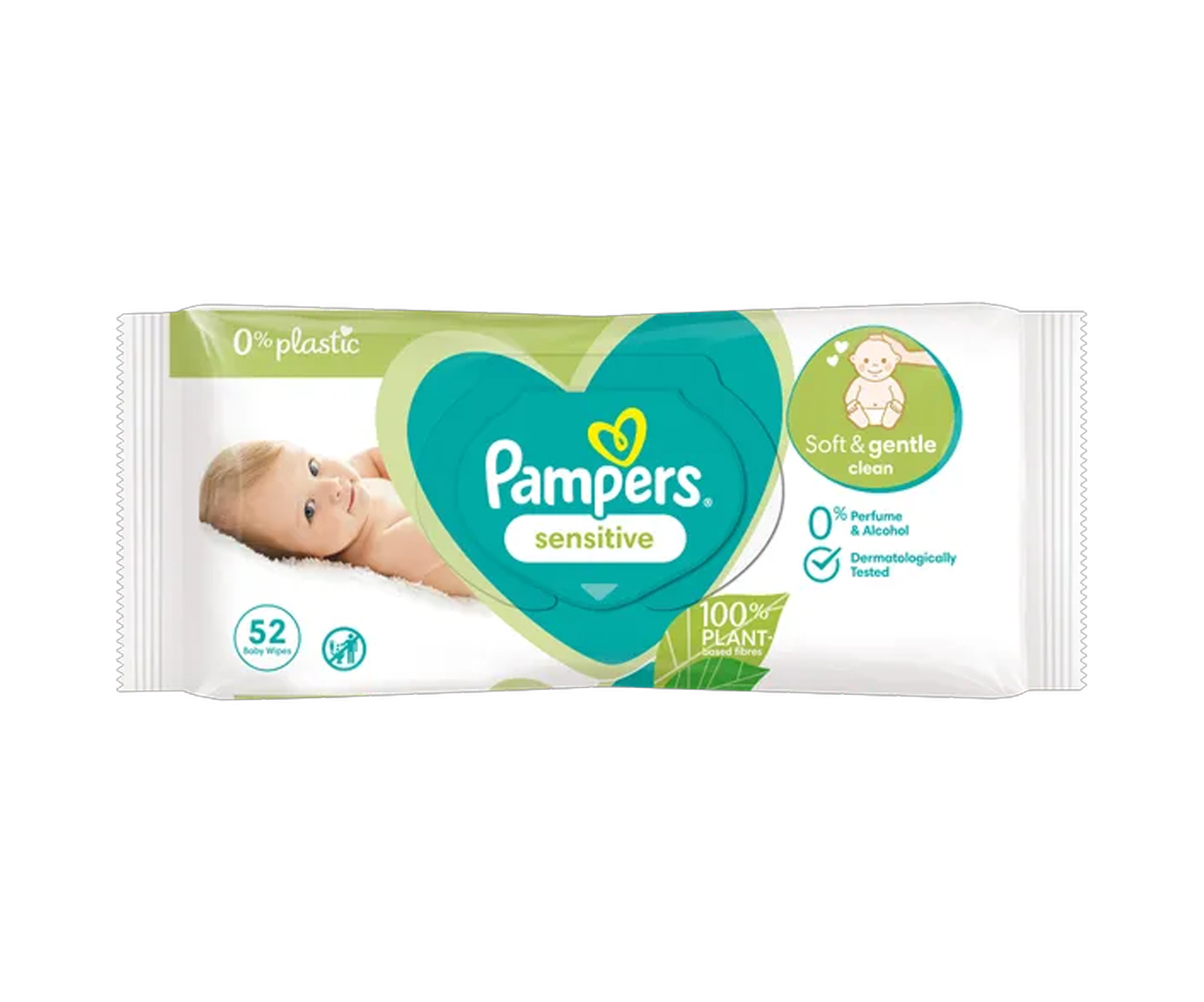 Pampers, Sensitive, chusteczki nawilżane, 52 sztuki