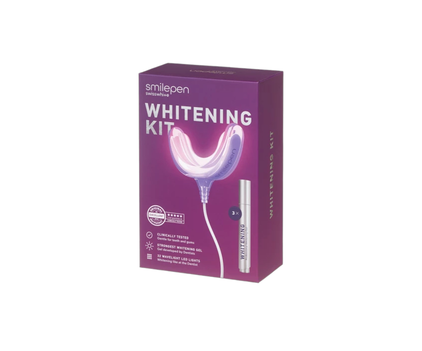 Smilepen, Whitening Kit, Zahnweißungsset mit LED-Lampe