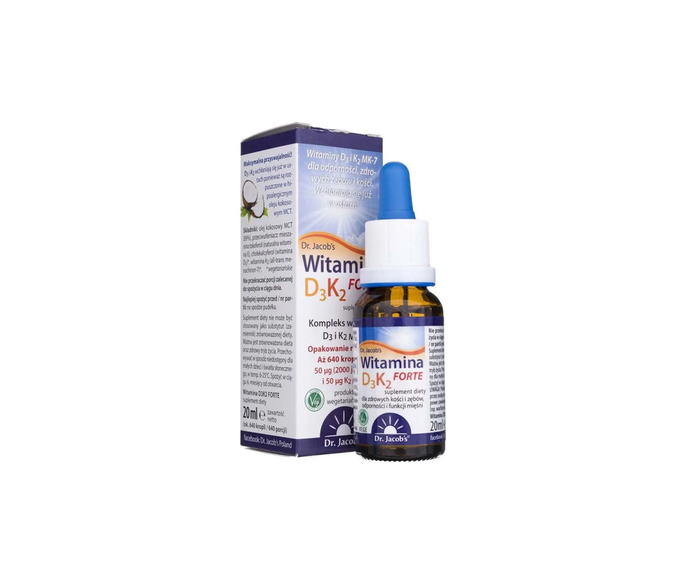 Dr. Jacob's, Vitamina D3 K2 Forte, supliment alimentar în picături, 20 ml