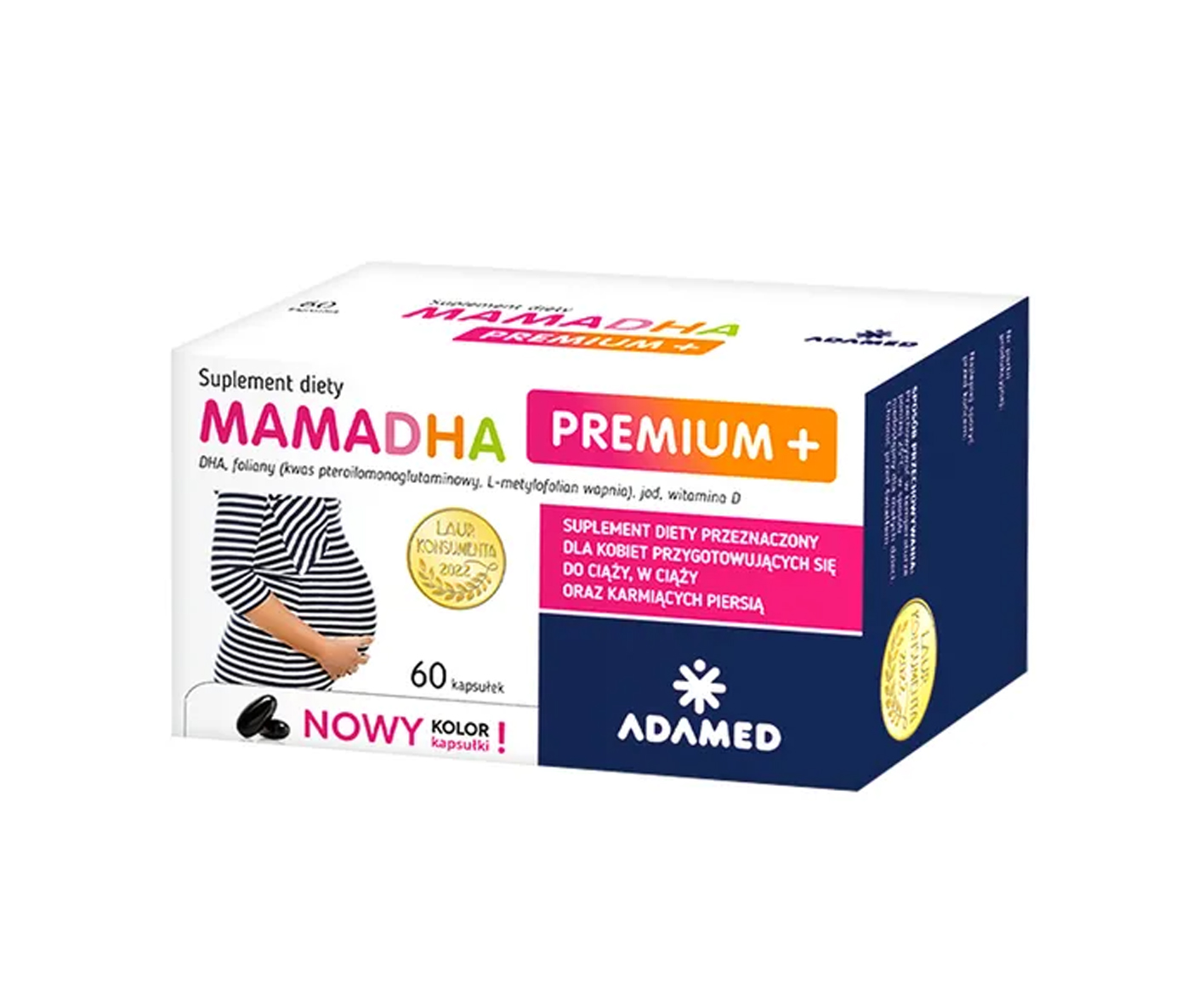 Adamed Pharma, MamaDHA, complemento alimenticio para mujeres antes del embarazo, 60 cápsulas