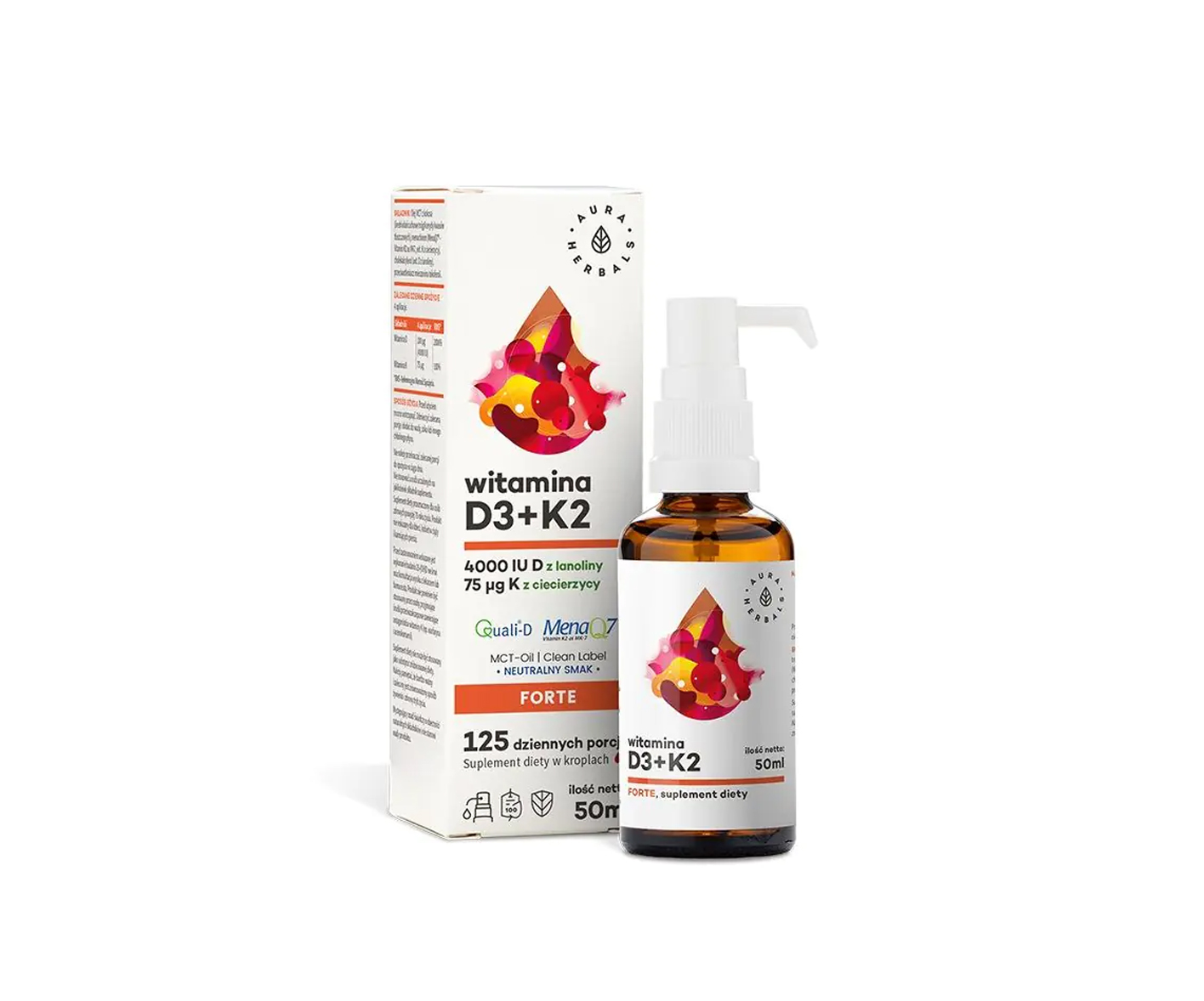 Aura Herbals, vitaminas D3+K2