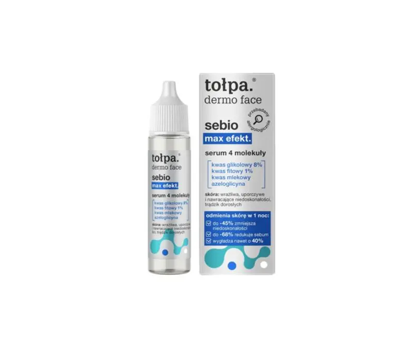 Tołpa, Dermo Face, Sebio max efekt, sérum '4 moléculas', sérum para pieles con tendencia acneica