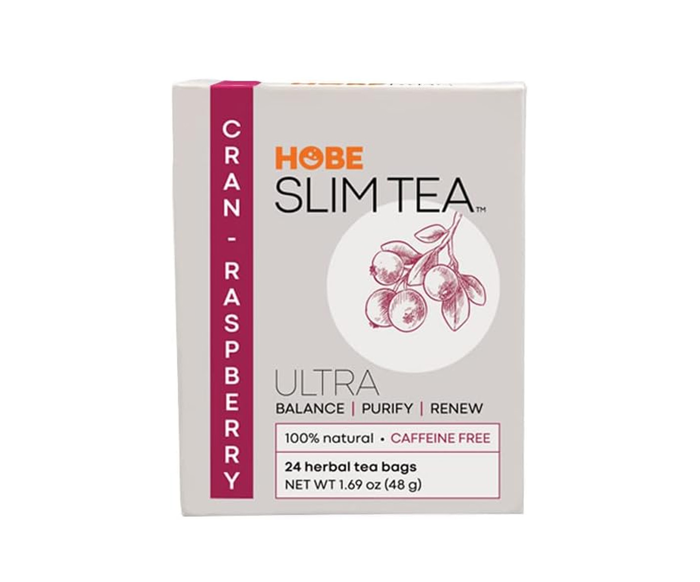  Hobe Labs, Slim Tea Raspberry, Herbata żurawinowa ułatwiająca post przerywany