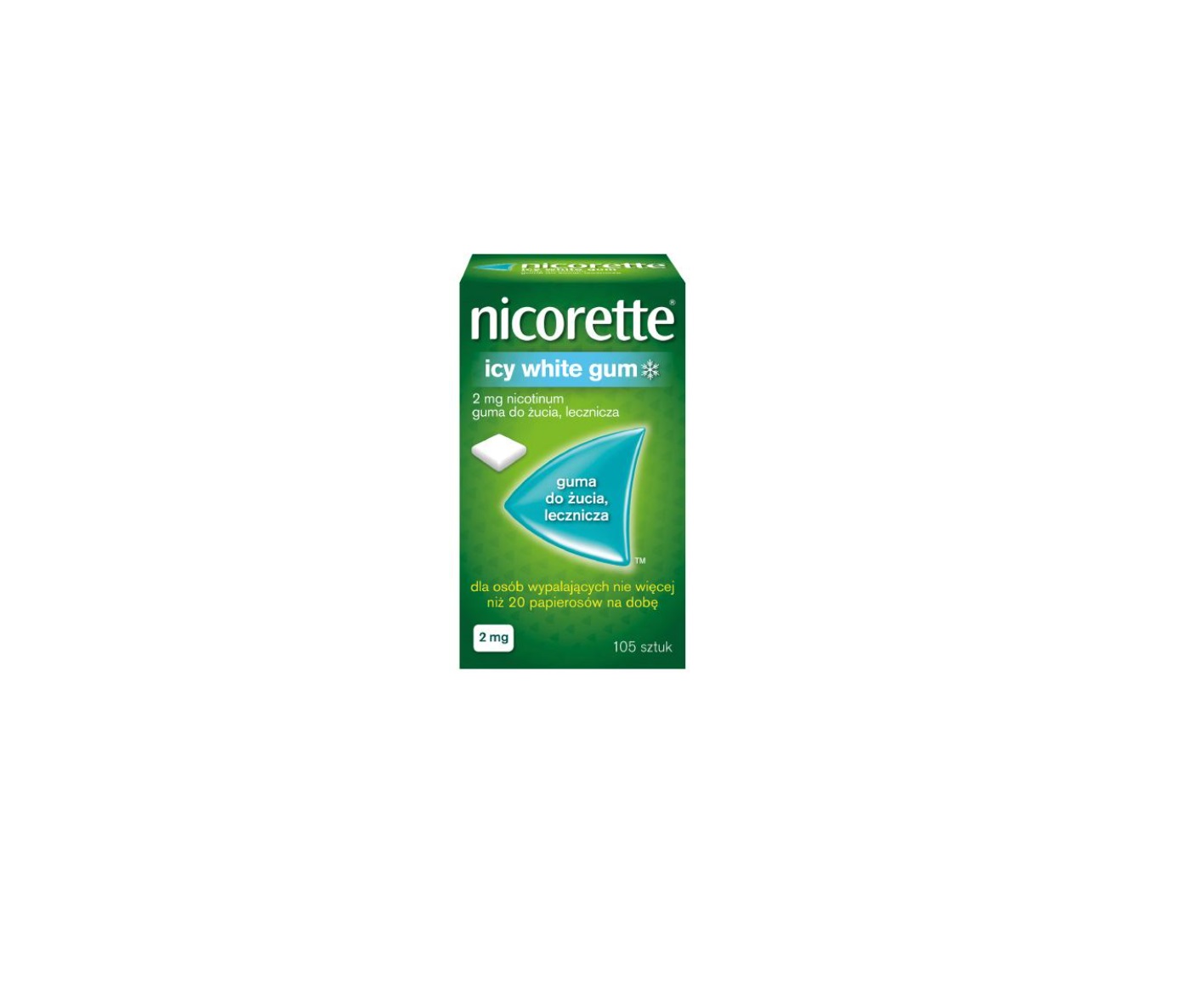 Nicorette, Icy White, guma do żucia wspomagająca rzucanie palenia