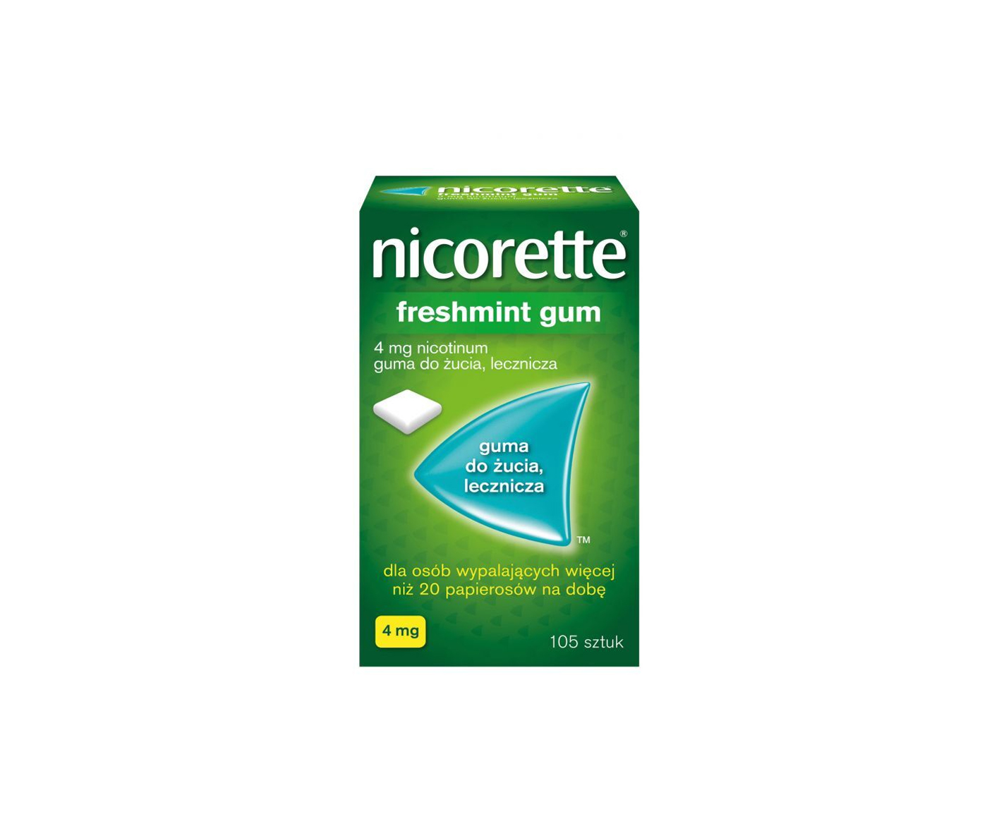 Nicorette, Freshmint, kramtomoji guma, padedanti mesti rūkyti, 4 mg