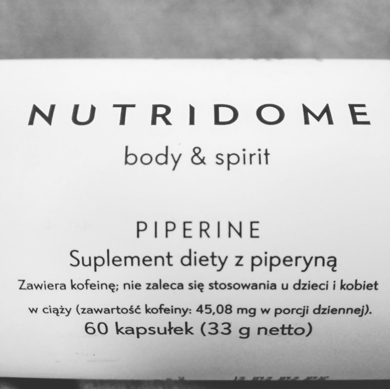 Nutridome, Piperine, suplement diety stymulujący przemianę materii